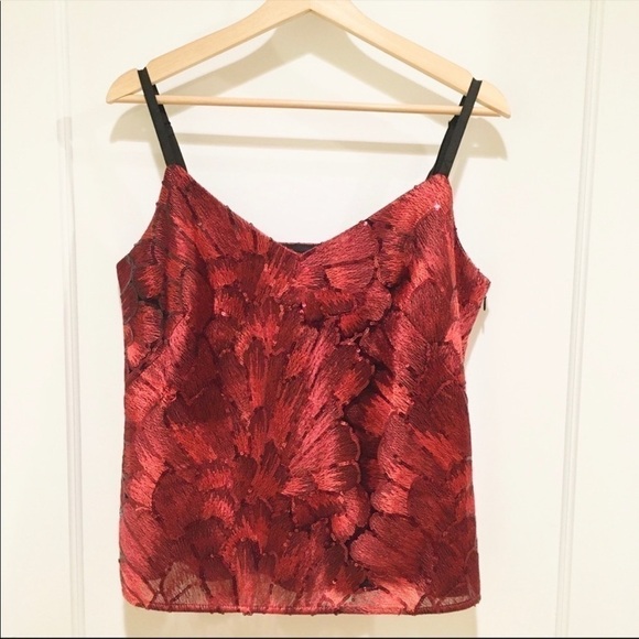 WHBM Red Sequin Embroidered Camisole Top Sz XS NWT - Picture 2 of 9